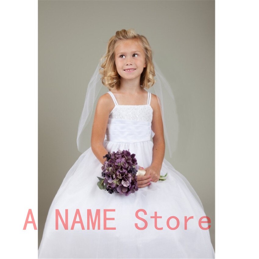 White Ivory Kid Girls First communion Veils One Layer Bows Wedding Flower children veil Voile Mariage Fille velos de novia