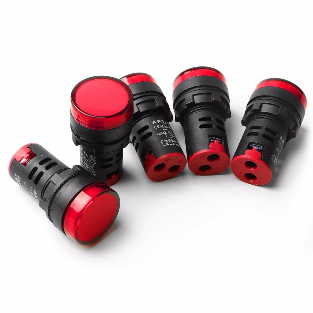 1pcs AC 220V 22mm Panel Mount LED Power Indicator Pilot Signal Light Lamp useful and