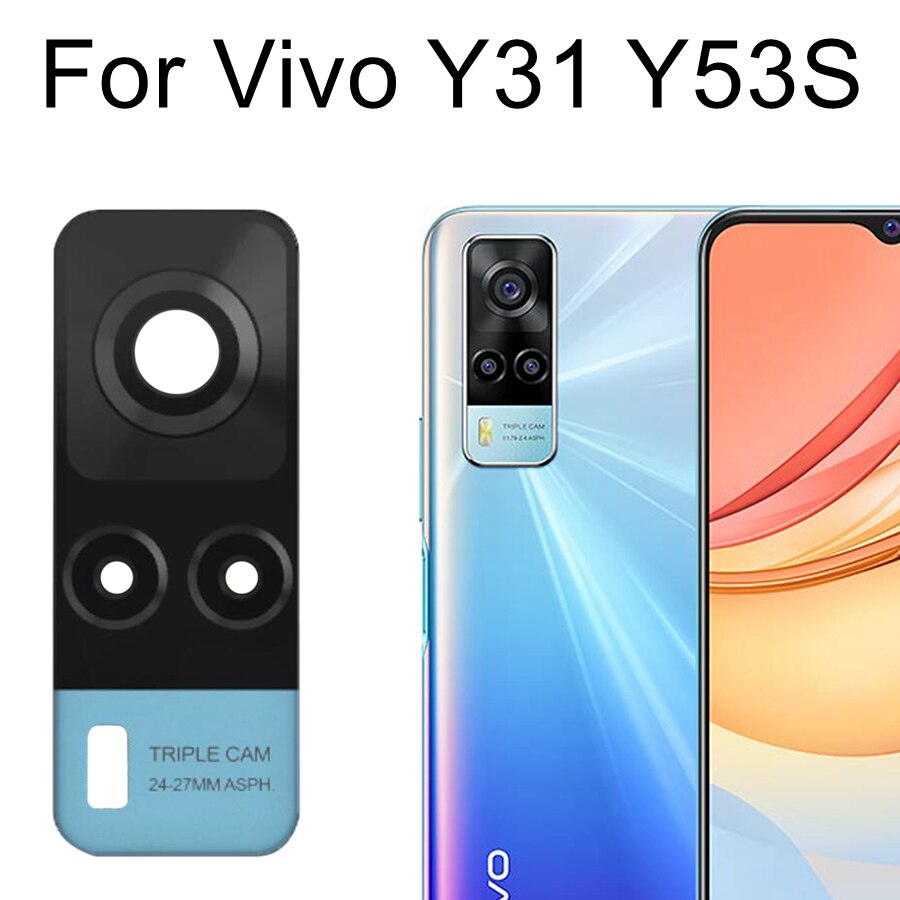 2pcs/lot Rear Back Camera Glass Lens For VIVO Y51 Y51A Y31 Y53S Camera Lens Glass Cover Replacement Repair Parts+Stickers: Y31 Y53S-Ocean Blue