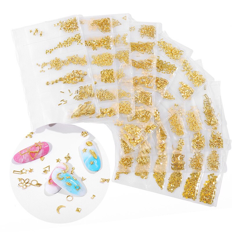 12 Styles Geometric Rivet Nail Art Tool 2 Ways Swirl Marbleizing Steel Dotting Pen Nail Accessories 1pcs