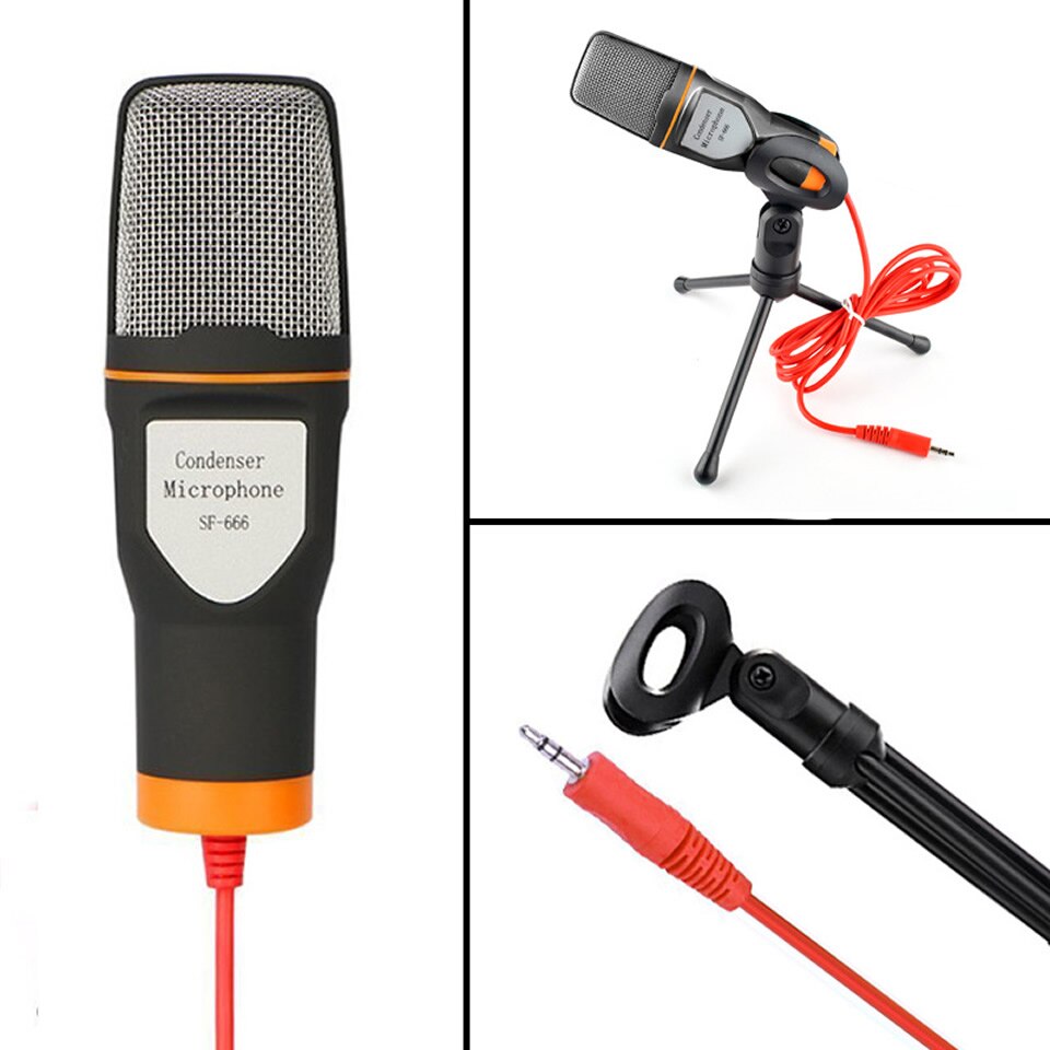 Mic SF-666 Microphone 3.5mm Jack Wired With Stand Tripod Handheld Mic For PC Chatting Singing Karaoke Laptop