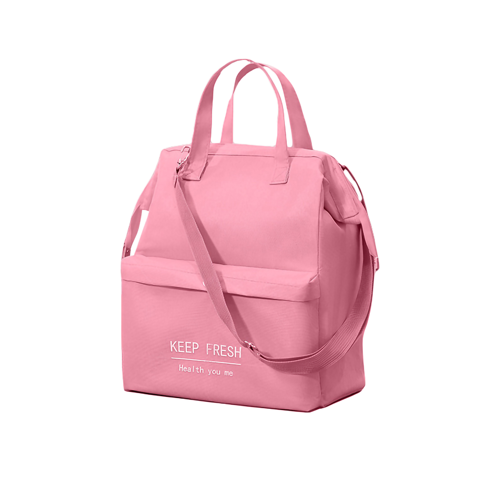 La borsa da pranzo alla moda stampata con lettera portatile mantiene la borsa riutilizzabile termica più fresca isolata con tracolla staccabile: Colore rosa