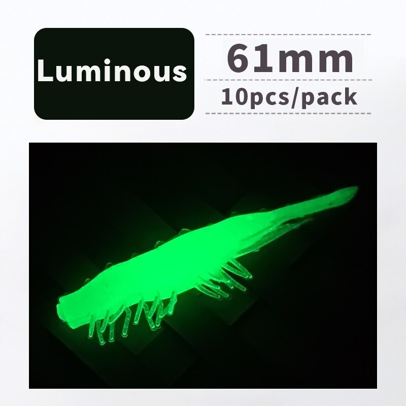 ANKIKEDI-Señuelo de Pesca de Silicona Blanda Similar a una Gamba, Cebo para Pescar Lubina, Carpa o Lucio, Ideal para Usar desde Roca: Luminous