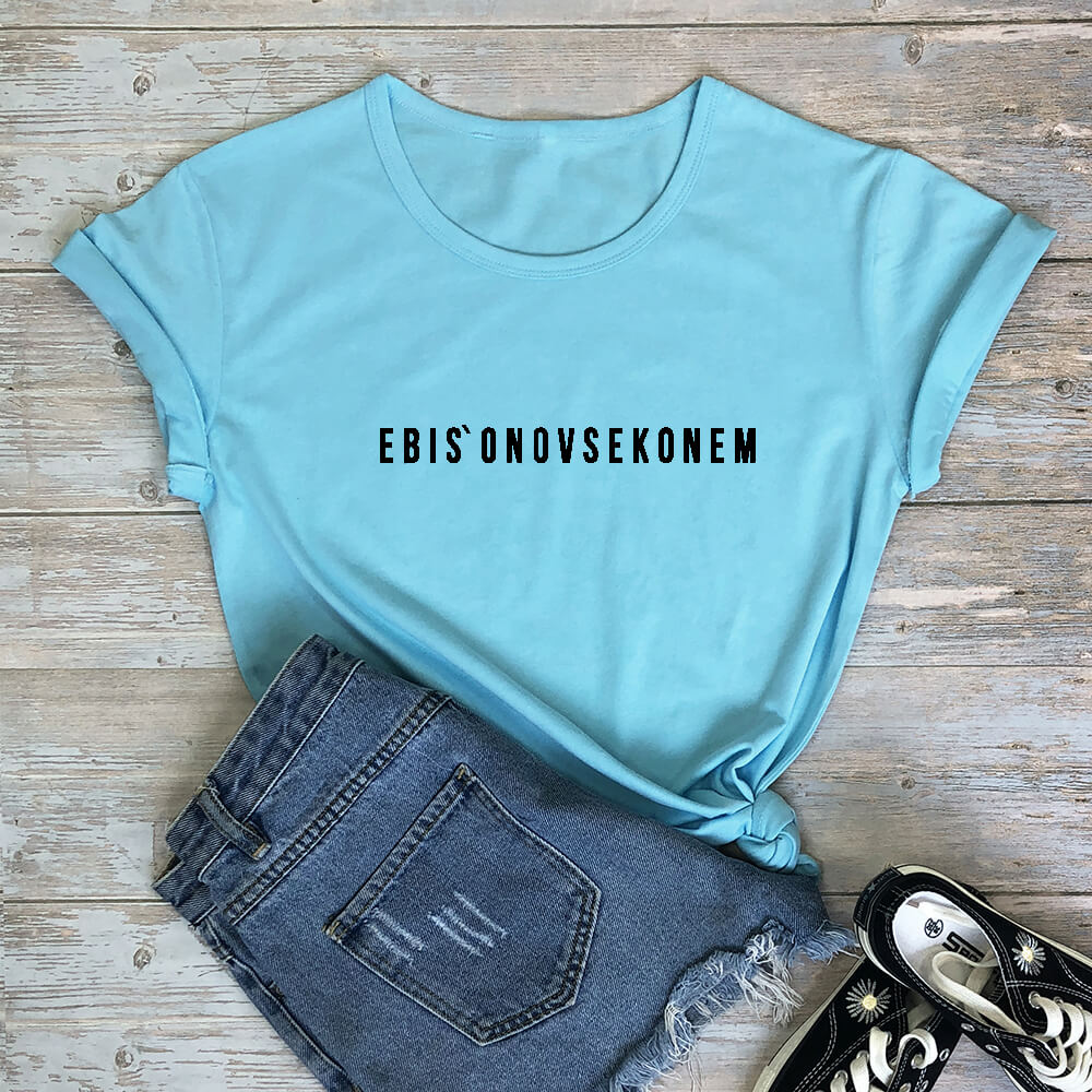 Russische Brief Print 100% Katoen Zomer Vrouwen T-shirt Herfst Vrouwelijke Shirts Casual O-hals Korte Mouw Tops Hipster Tumblr tee