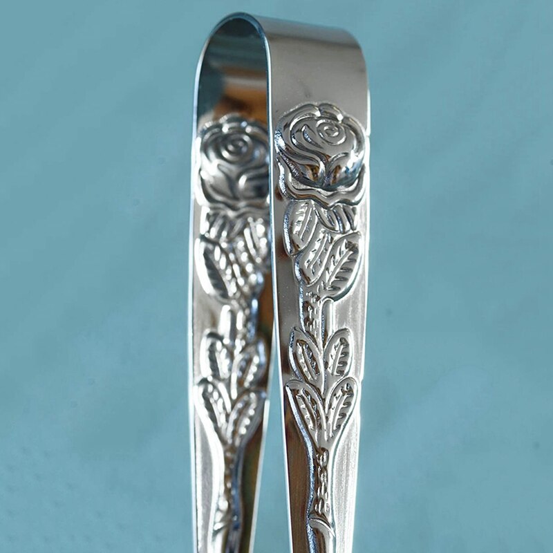 Rose Handvat Suiker Tang, 4-Inch Mini Voorgerecht Tang, Roestvrij Staal Kleine Suiker Tang, Ijs Tang
