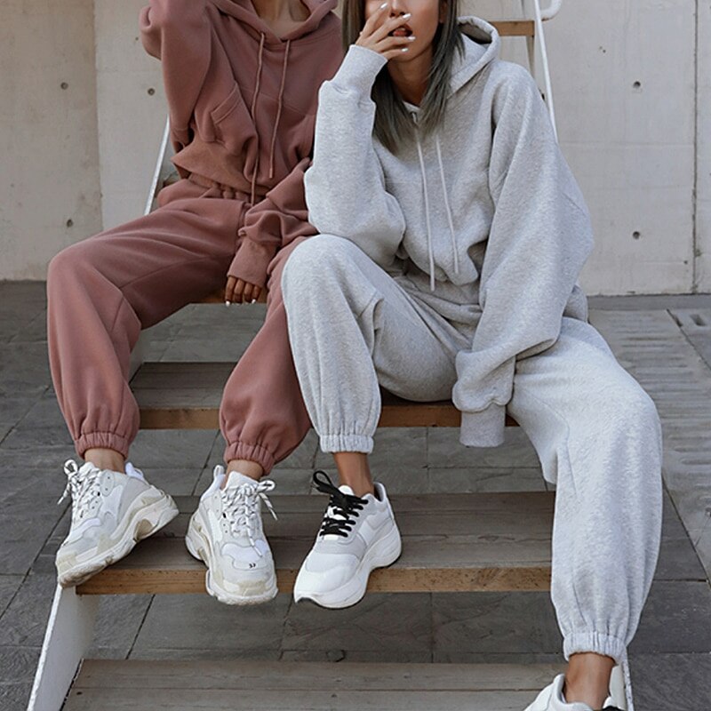 Women Two Piece Set Outfits Autumn Women's Tracksuit Oversized Hoodie And Pants Casual Sport Suit Winter 2 Piece Woman Set