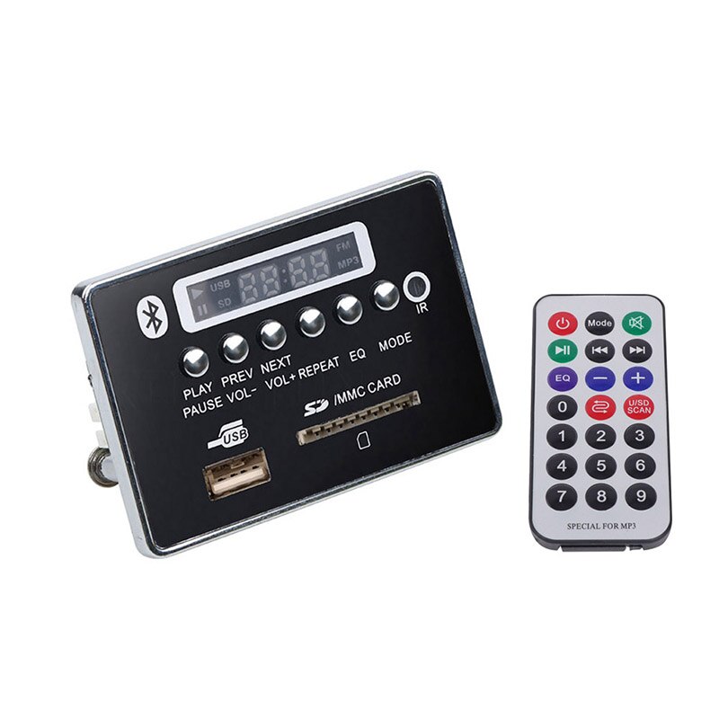 Módulo Decodificador Bluetooth MP3 con control remoto WMA WAV Radio FM AUX 5V/12V AS99