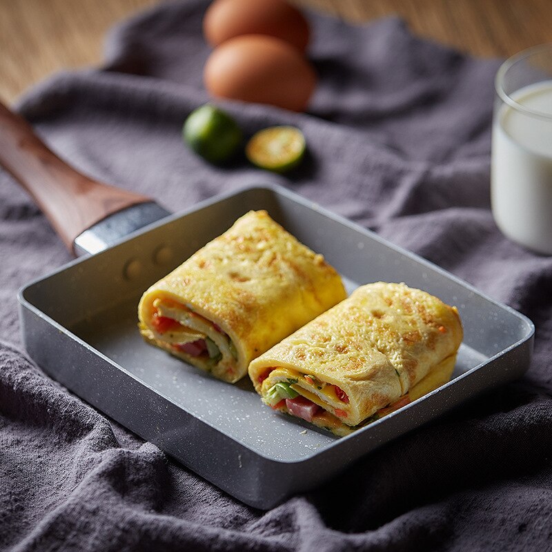 Stainless Steel Frying Pan Tortilla Omelette Japanese-Style Non-Stick Pan Breakfast Rectangular Induction Cooker Gas Appliance