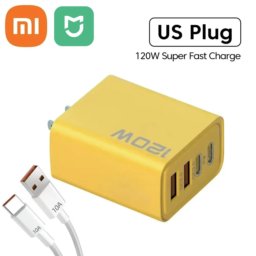 Xiaomi 120w snellader type-c 10a kabel ultrasnel opladen 4 poorten usb-c pd hogesnelheidslader adapter voor xiaomi iphone 16 huawei