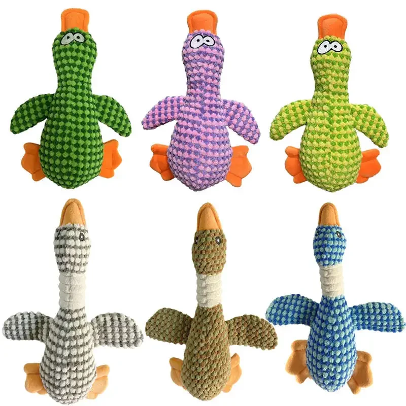 Lindos juguetes de peluche para perros, pato para mascotas, juguete con chirrido para cachorros, sonido, ganso salvaje, juguete para masticar para perros pequeños, medianos y grandes, limpieza de dientes