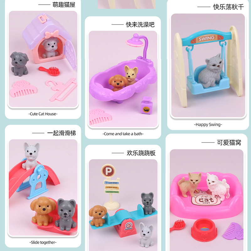 Leuke Hond Huisdier Mand Familie Speelgoed Hond Pop Set Hondenkooi Speelgoed Pretend om Scène Spelen Speelgoed Kerstdecoratie te winkelen