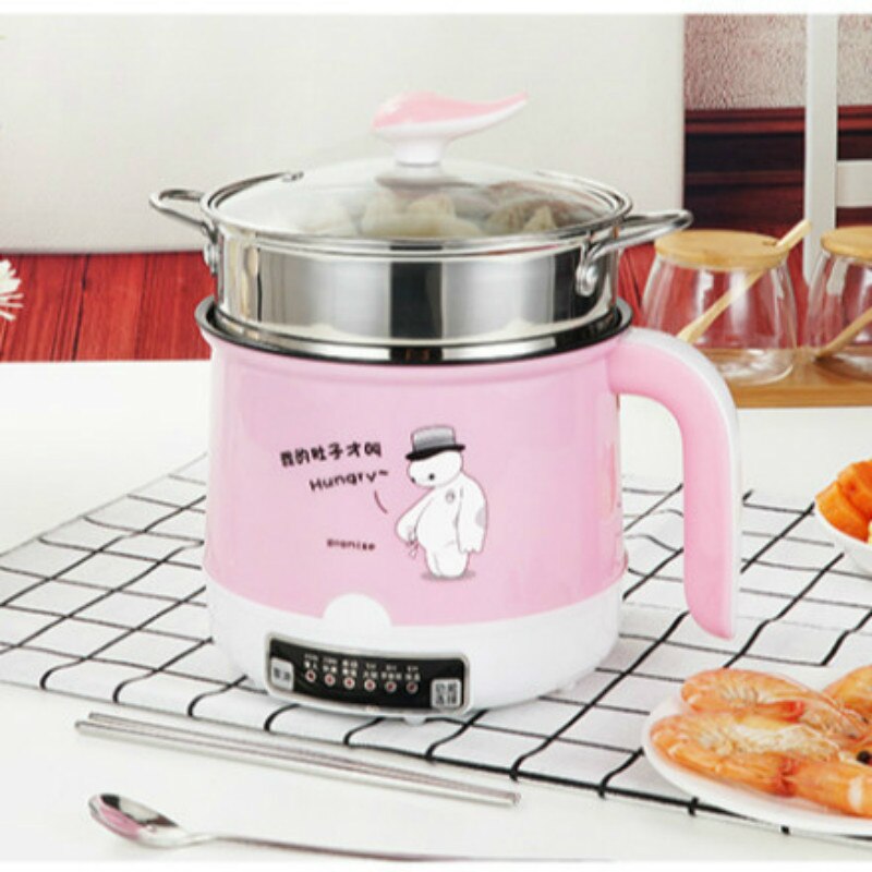 220V Mini multifonction électrique cuisson Machine simple/Double couche disponible marmite Multi riz cuiseur antiadhésif casserole: Double layer pink