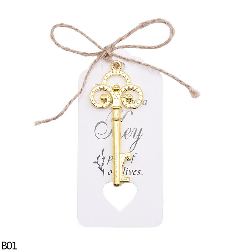 Abrebotellas con forma de llave Retro, abridor de botellas de vino y cerveza portátil de Metal artesanal, llavero, herramienta abierta para boda, accesorios de cocina, 1 ud.: B01