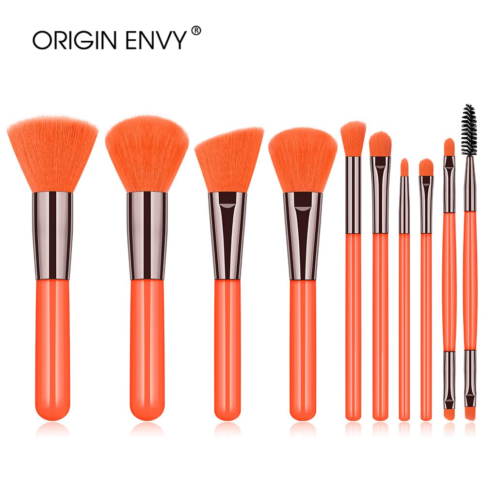 Origin envy 10 stk sminkebørster verktøysett kosmetisk pudder øyenskygge foundation blush blending beauty make up brush maquiagem: 10 stk -0 rekke
