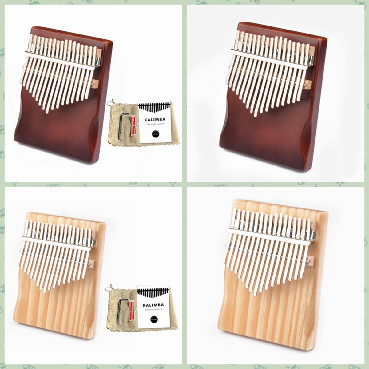 17 Keys Thumb Piano Kalimba Wood Mahogany Body Musical Instruments With Learning Book Kalimba Piano With Tool
