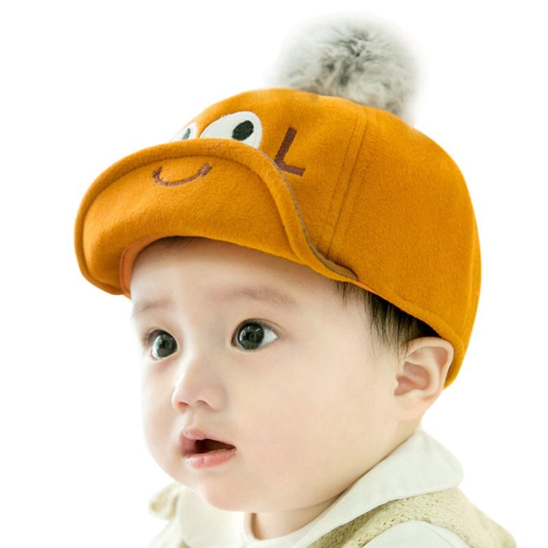 Baby peuter jongen meisje pet snapback pet pet met klep schattige oog bedrukte bontbal baseball pet 6-24m