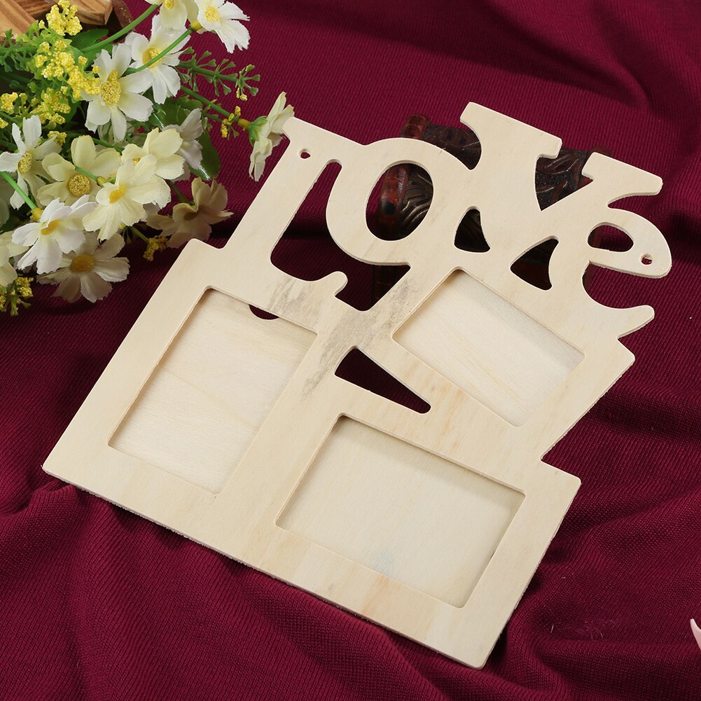 3 in 1 White Hollow Love Wooden Family Picture Photo Frame DIY Art Decor Frame Hollow Love
