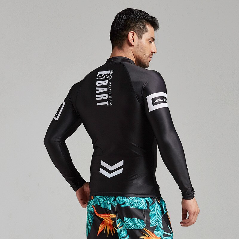 Men's Long Sleeve Rashguard Swim Shirt uv Sun Protection upf 50+ Workout Athletic T-Shirts Lightweight Fishing Hiking Black