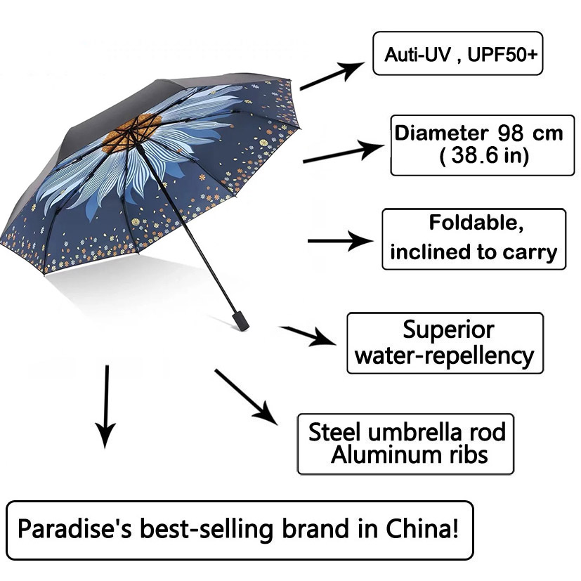 Mærke auti-uv paraply regn kvinder solsikke foldning parasol modish vindtæt parasoller pige stor kvindelig