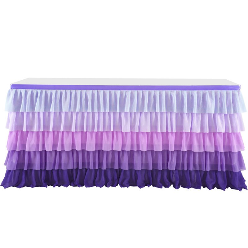 Falda de mesa de tul de arcoíris de unicornio, falda de mesa de sirena, faldas de tutú para Baby Shower, cumpleaños, boda, decoraciones de despedida de soltera: 275x77cm / E