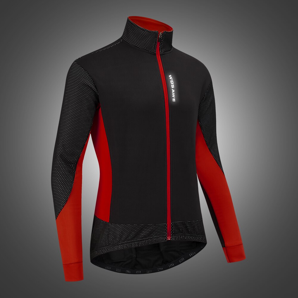 WOSAWE Winter Cycling Jackets Thermal Fleece Warm Up MTB Bike Jacket Lightweight Windproof Cycling Reflective Windbreaker