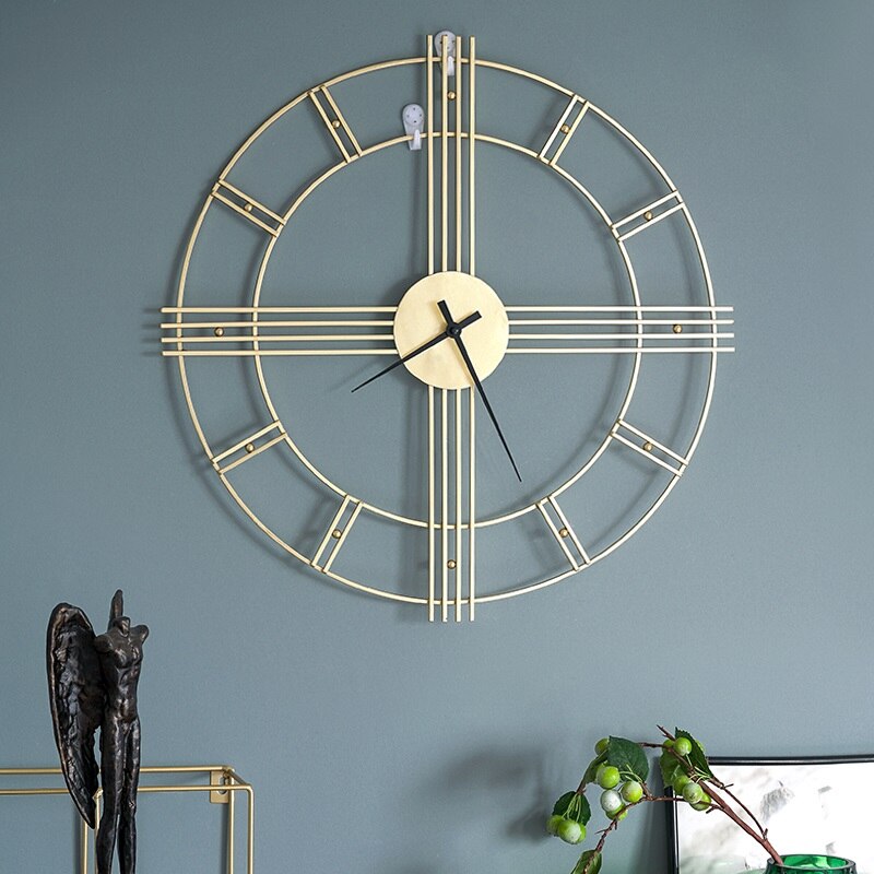 American Style Living Room Decoration Wall Clock Simple Modern Rose Gold Home Decor Wall Watch Art Adornment