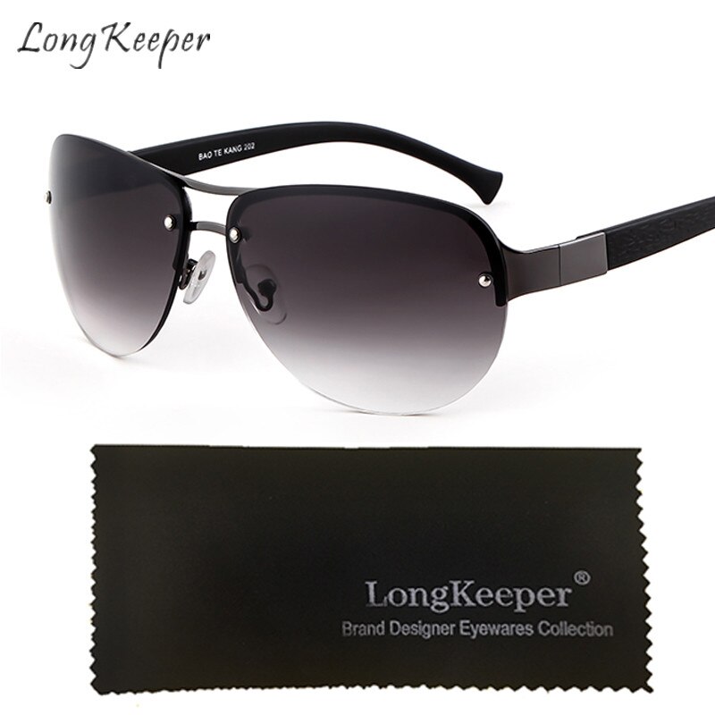 Lange Keeper Retro Randloze Zonnebril Vrouwen Mannen Zonnebril Eyewear Brillen Dubbele Balken Goggles Unisex Half Frame Mode