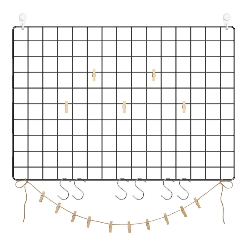 Grid Photo Wall, Set of 2, 25.6 inch x 17.7 inch, Photo Display Wall, Metal Mesh Wall Decor, Multifunctional Hanging Picture Wal