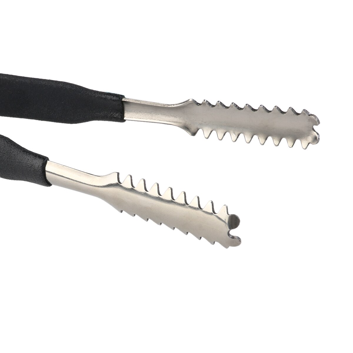 Stainless Steel Ice Clips Tongs with Rubber Wrapped Handle (Black)