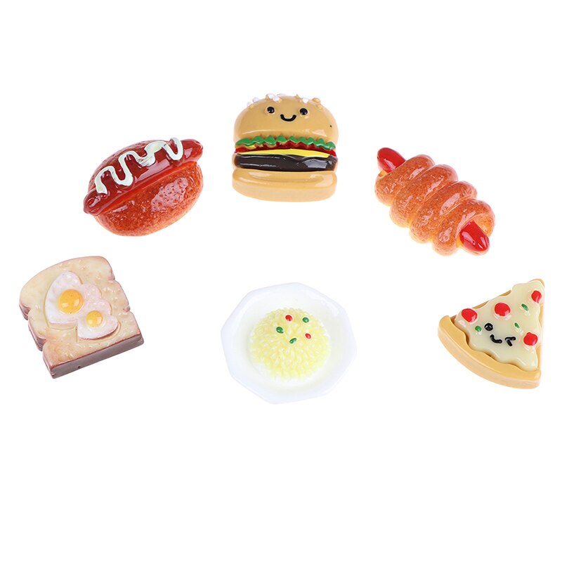 10 stücke Mini Harz Lebensmittel Spielen Spielzeug Hause Handwerk vorgeben Hotdog Brot Kuchen Puppe Haus Miniatur Ornament Dekor Für freundlicher