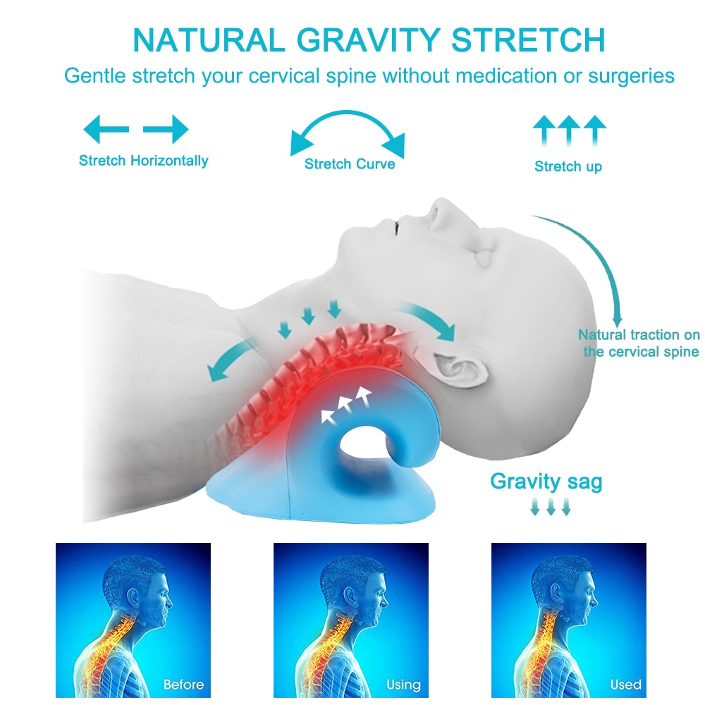 Neck Shoulder Relaxer Cervical Traction Device for Pain Relief Cervical Spine Alignment Chiropractic Pillow Neck Stretcher