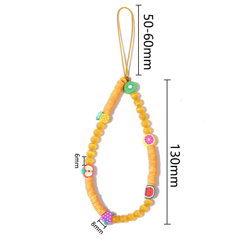 Heishi – bracelet de téléphone portable tendance, perles d'argile perlées, chaîne de téléphone, amour sourire fleur téléphone bijoux pour femmes Anti-perte: NO.2 Fruit