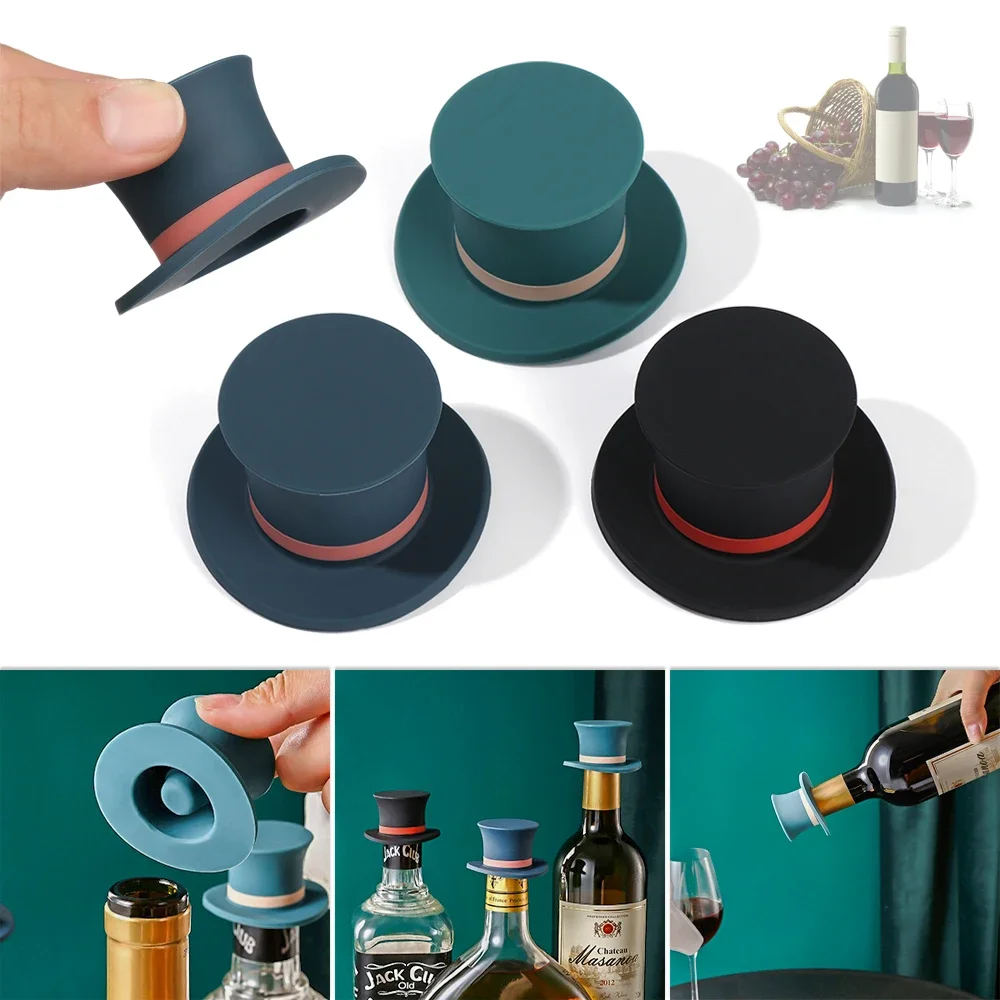 Silicone Champagne Wine Beer Bottle Cork Stopper Plug Wine Bottle Sealer Cap Stopper Bar Kitchen Tool Vacuum Sealed Sealer Plug