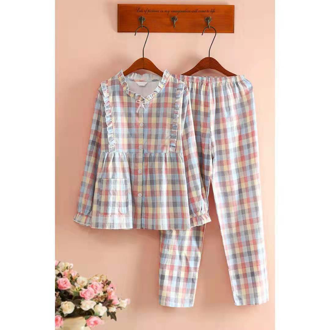 Spring Autumn Cotton Pajama Sets For Women Thin Long Sleeves Casual Home Suit Female Sweet Princess Pijamas Homewear: XL