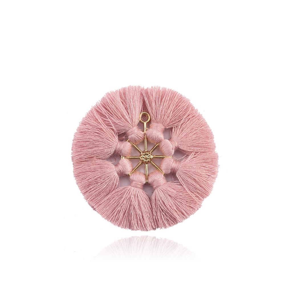 5Pcs/lot Alloy Tassels Charms Pendant Earring 8 Colors Round Pendant Necklace Findings for DIY Jewelry Making Accessories