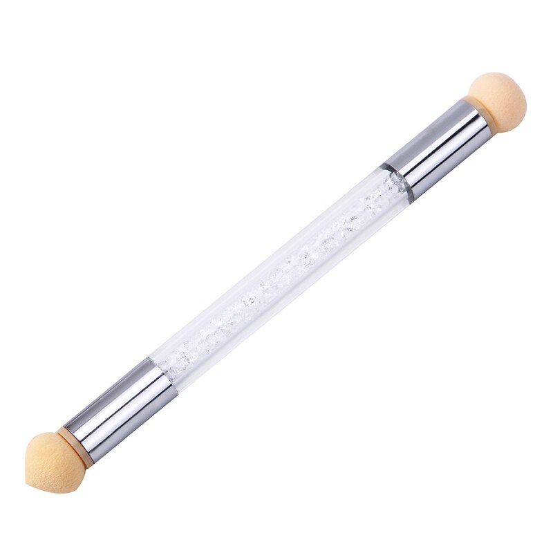 1x Nail Art Gradient Brush Pen Painting Drawing Pen With 4 Replace Sponge Heads Double End Rhinestone Handle Manicure Tool TB17#: 1