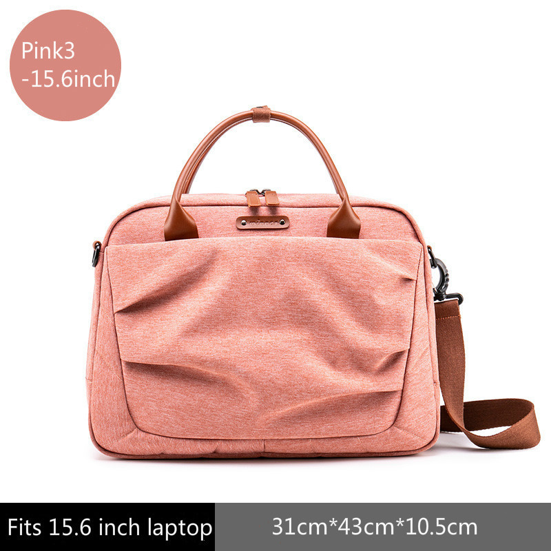 Briefcases Women Handbags Work Office Laptop Bags For Men Business Shoulder Messenger Bag Travel Bags Briefcase: Pink3 15.6inch