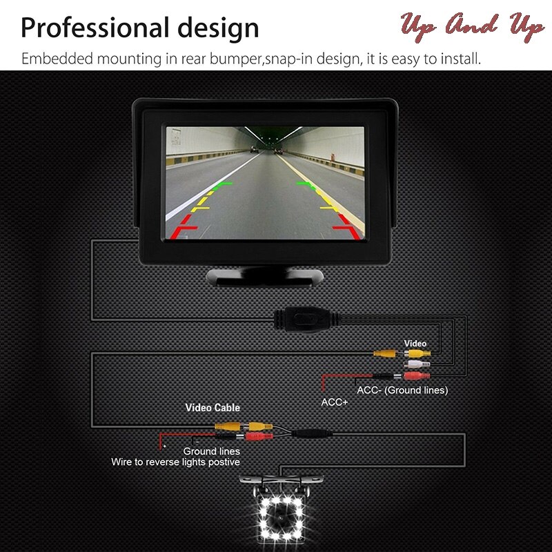 Car Rear View Backup Camera Parking Reverse Back Up Camera Waterproof CMOS 12LED