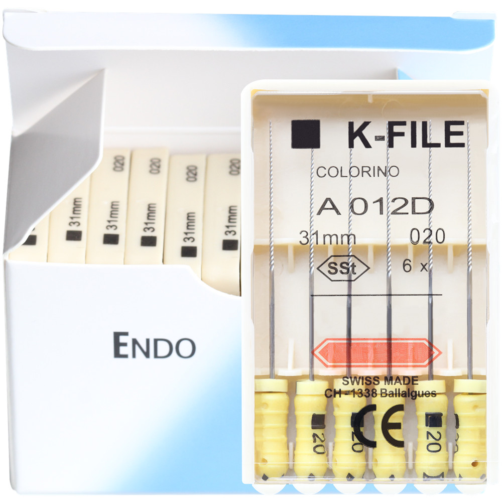 K-FILE Dental de acero inoxidable, limas de Endodoncia de uso manual, productos de laboratorio de odontología, 21/25/31mm, 10 paquetes/caja: Verde oscuro
