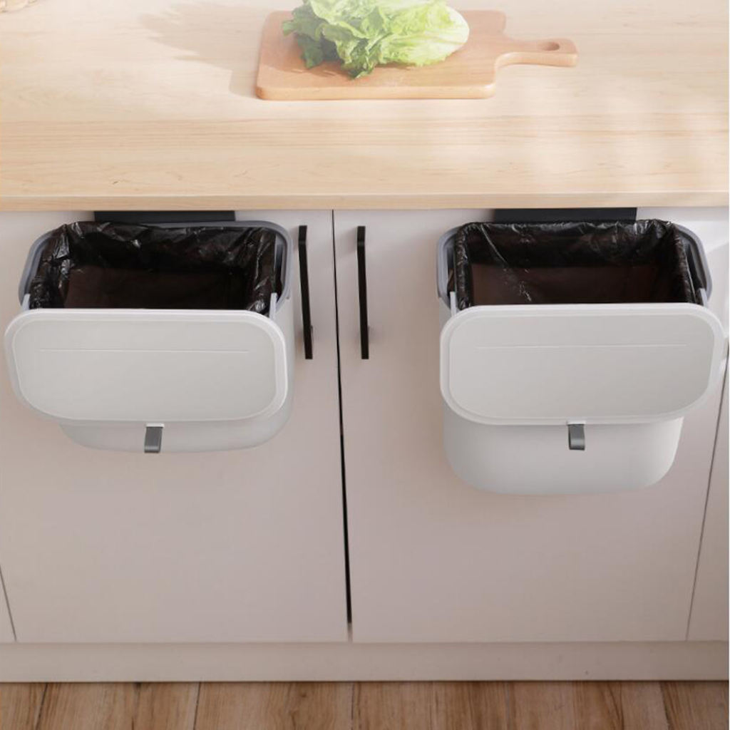 Wall Mounted Trash Can Plastic with Lid Dustbin Garbage Bin Trashcan for Kitchen Countertop Restroom Toilet Floor
