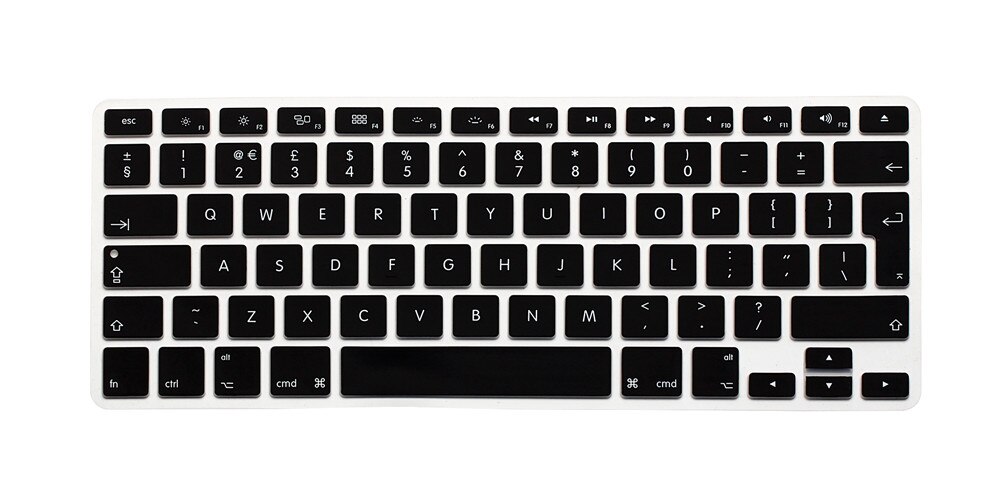 Eu layout engelsk tastatur cover silikone skin til macbook pro 13 " 15 " 17 " (med eller uden retina display) og macbook air 13 ": Sort