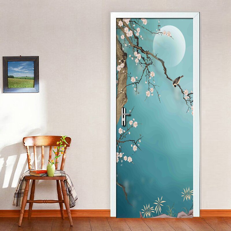 Wallpaper Chinese Style Hand Painted Flowers Birds Art Wall Painting Vinyl Self-Adhesive Door Sticker 3D Photo Waterproof Mural