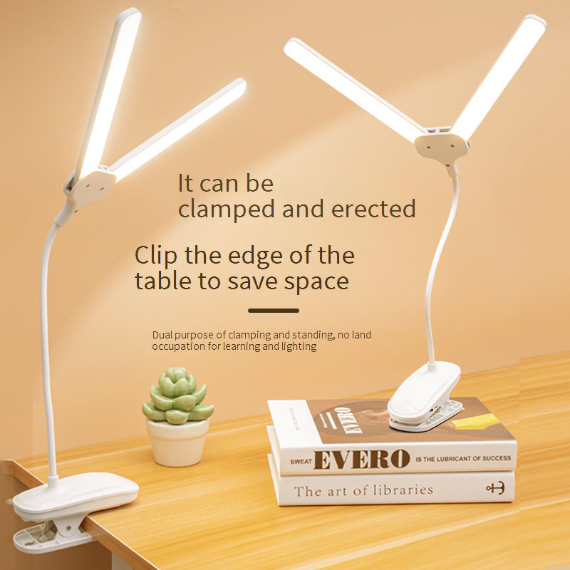 Lampe Double LED Soin des Yeux - Rechargeable & à Clip - Lampe de Lecture Chevet Dortoir