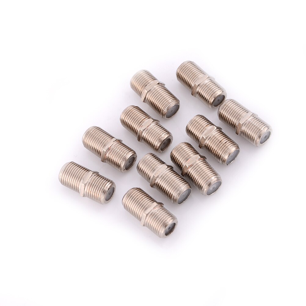 10Pcs/bag HD TV Coax Cable Connector F Plug Aluminium Alloy Joiner Barrels Coupler Adapter Plus