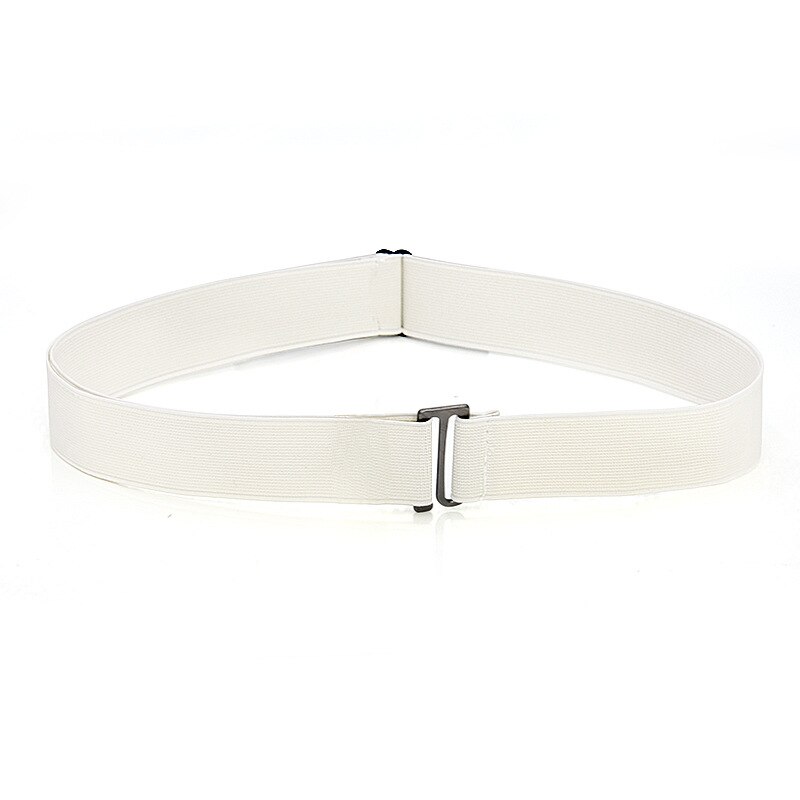 Elastische Stretch Taille Riem Platte Gesp Vrouwen Effen Kleur Zachte Onzichtbare Jeans Broek Riem No Show Verstelbare Size Elastische Band: WHITE