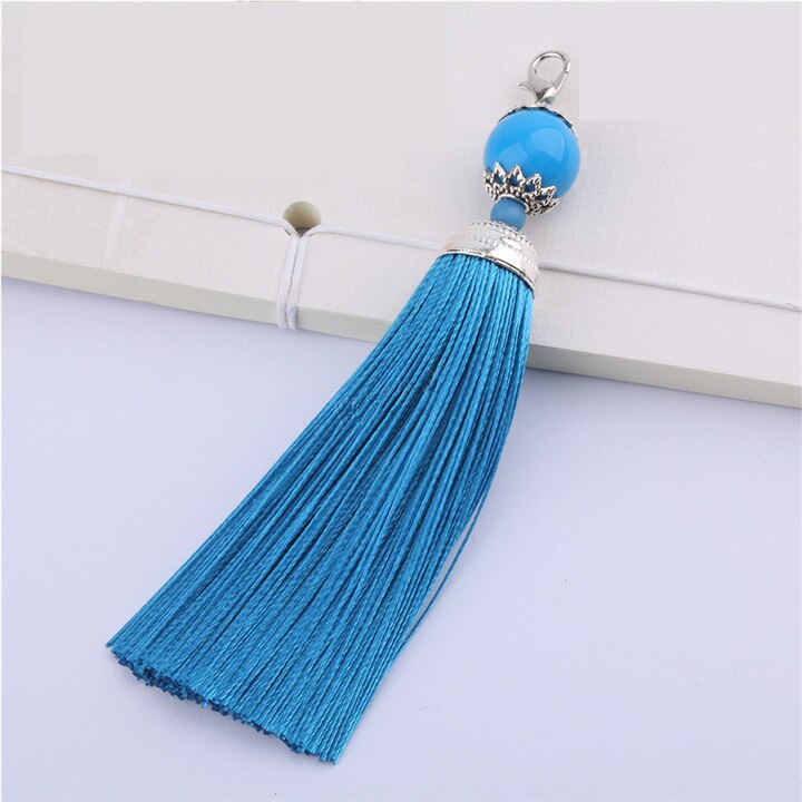 3 stuks gladde zijden kreeftensluiting kwastjes franje hanger diy knutselen kwastjes versieringen kleding gordijnen decoratie oorbellen sieraden onderdelen: Lichtblauwe kwastjes
