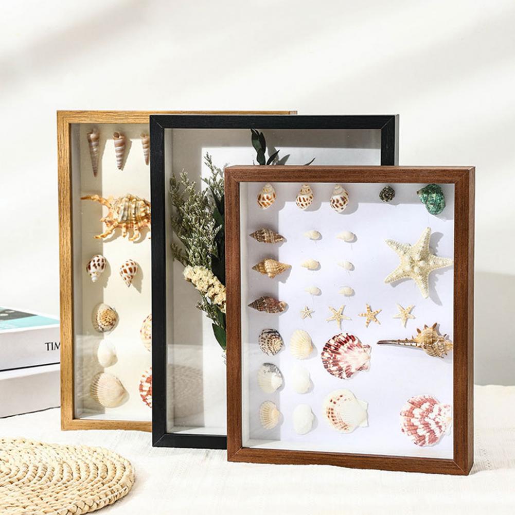 Marco de fotos de tablero de madera, marco de fotos de planta de flores secas huecas, exhibición artesanal hecha a mano, Marco de imagen 3D, caja de sombra profunda, estuche de exhibición
