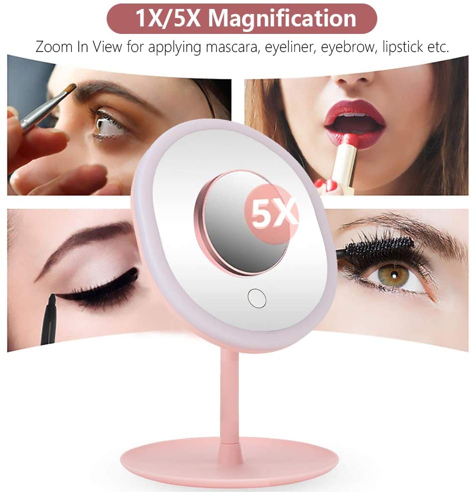 Maquillaje LED espejo USB Smart Touch Control iluminado maquillaje vanidad Stand Up escritorio anillo espejo de luz Led para espejo de tocador almacenamiento