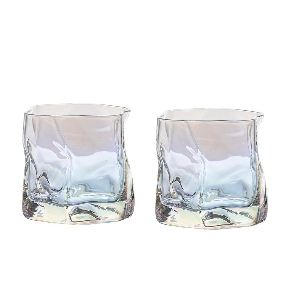 Irregular Shape Whiskey Glasses Artwork Wrinkle Whiskey Cognac Brandy Snifters Cup XO Tumbler Crystal Whiskey Glasses: 2pcs 02