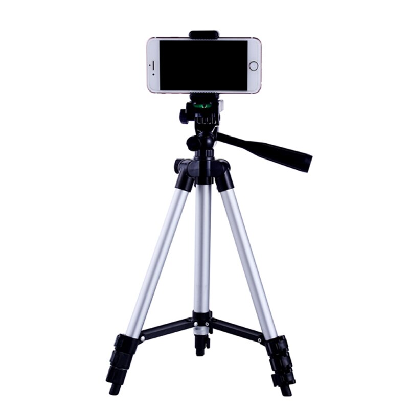 Multi-function Aluminum Lightweight Tripod portable stable metal Shoot Desktop Tripod Stand Cell Phone Holder: B Silver gray